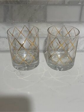 kate spade Clear Glass Tumblers with Gold Lattice - Set of 2